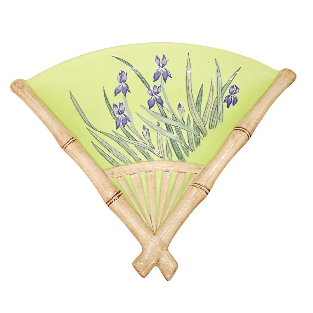 Silvestri Asia Society Fan Wall Plate Cynthia McCollum Iris‎ Bamboo 90s